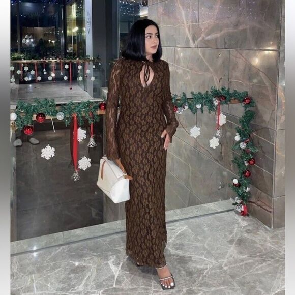 ZARA BOHO LONG LACE DRESS - Picture 9 of 16